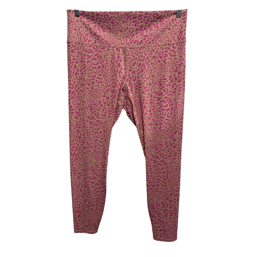 Joy Lab Womens XL High-Rise Leggings Pink Tan Leopard Print Activewear NWT